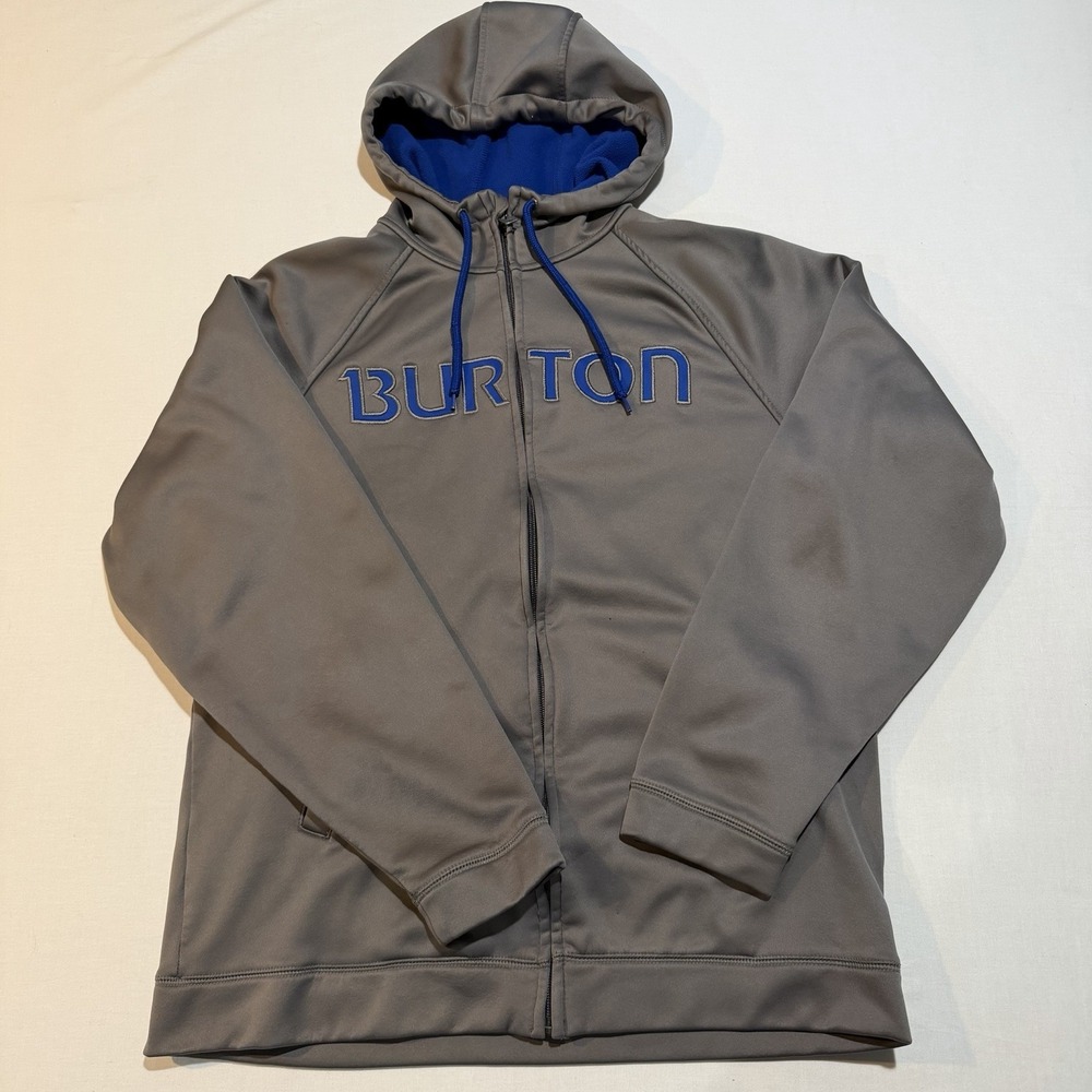 Burton Y2K MB Peak Hoodie Mens Large Grey Full Zip Technical Fleece Snowboard